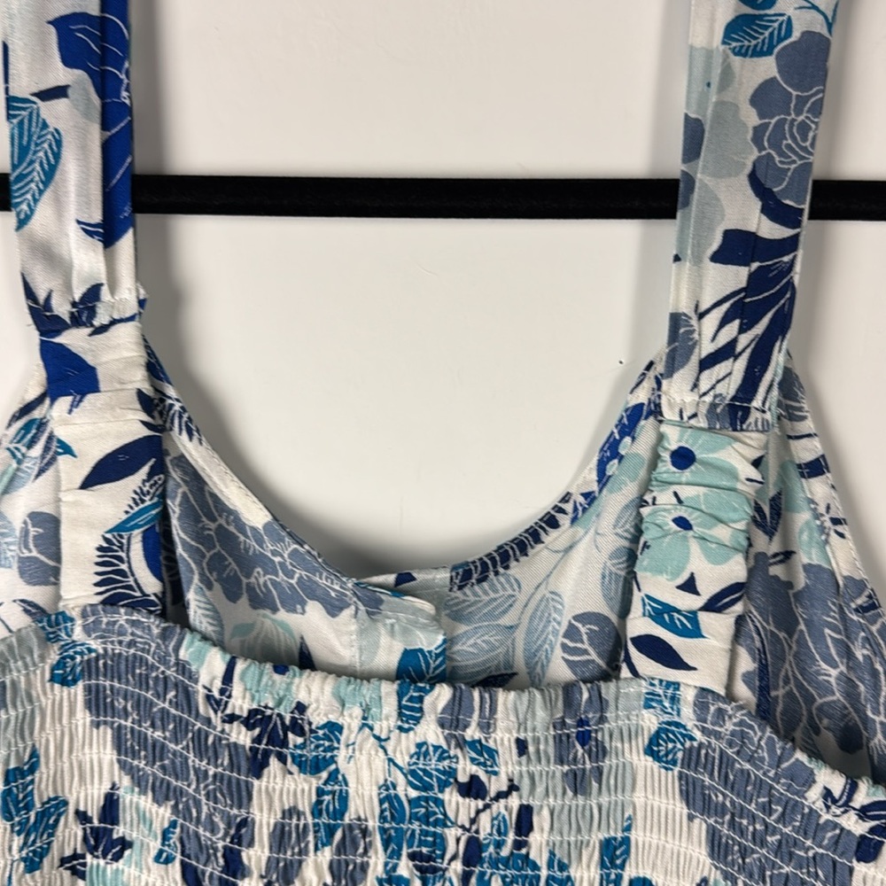 JAPNA SZ S NWT MAXI BUTTON UP  SLEEVELESS BLUE & WHITE FLORAL DRESS W/POCKETS - Picture 8 of 10